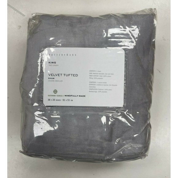 Pottery Barn Bedding Pottery Barn Velvet Tufted King Sham Light Gray Poshmark